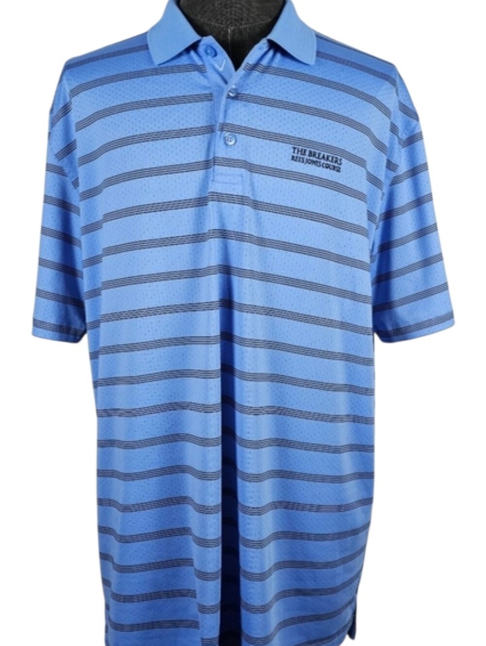 Callaway Men's Blue Striped Poly Blend Breakers Golf Polo Size XL